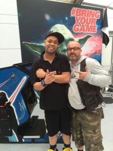 Jonathan Thompson and Friend with Star Wars Arcade